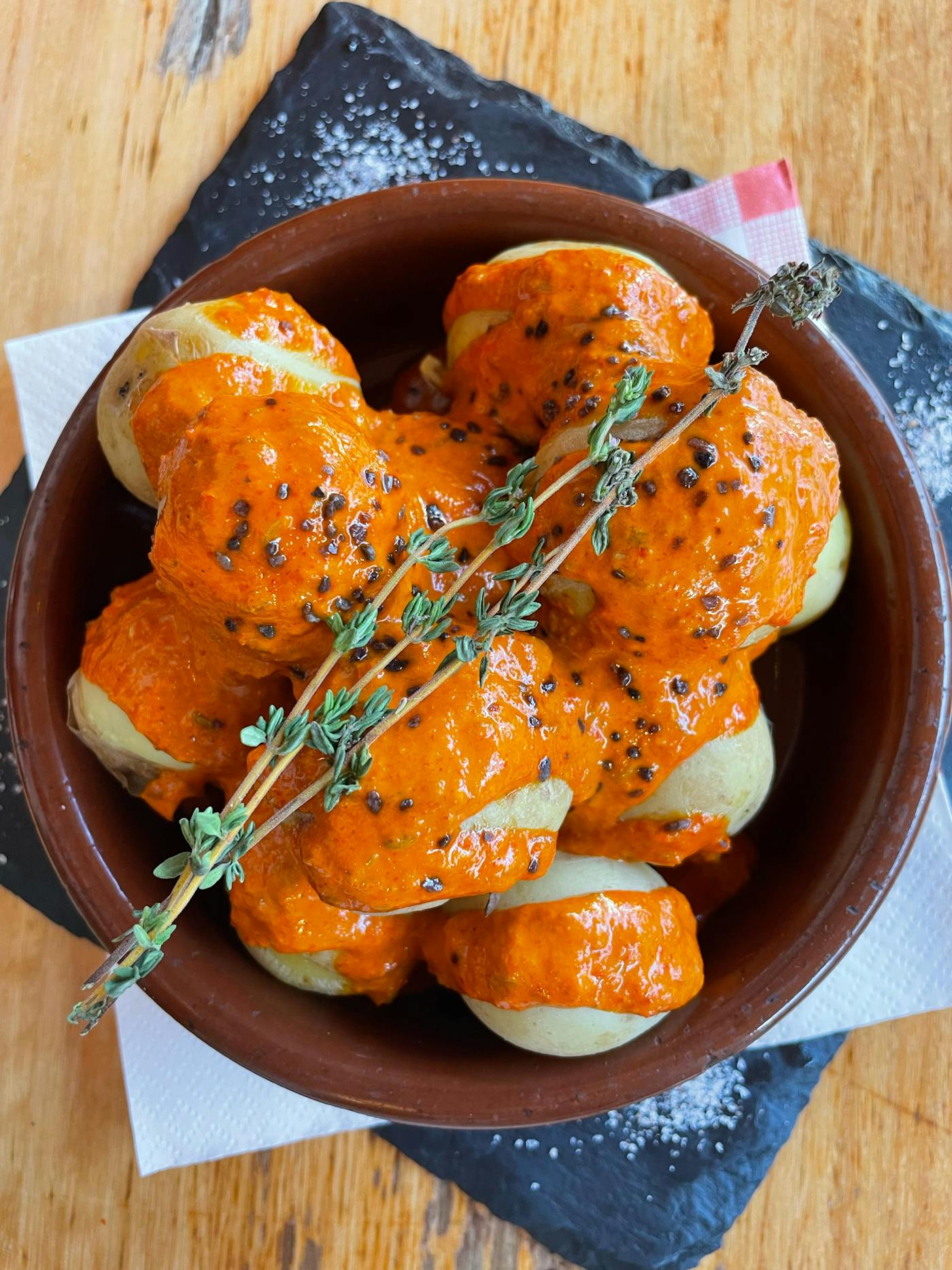 Papas arrugadas con mojo — classic Canarian dish