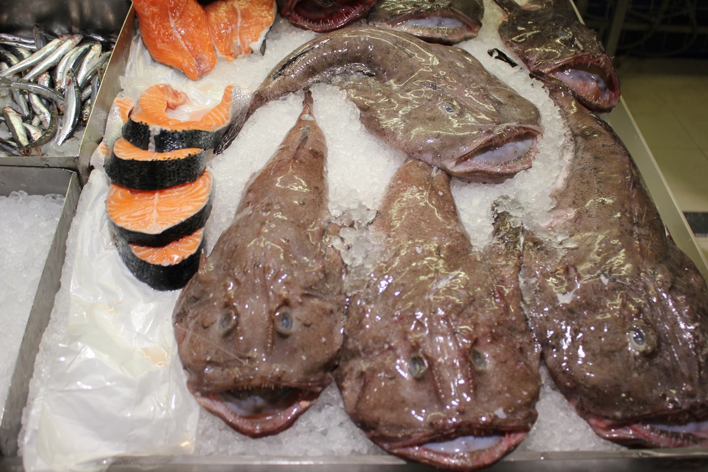 Fresh fish crates at a Canarian fish market